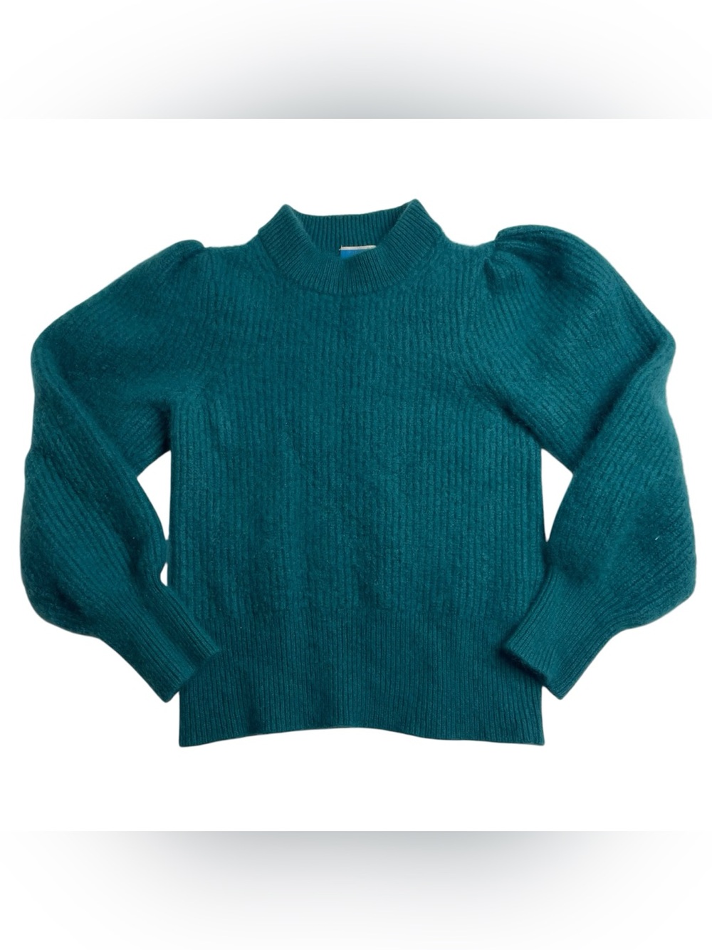 JCrew 100% Cashmere Sweater Puff Sleeve Summit Green Teal XS